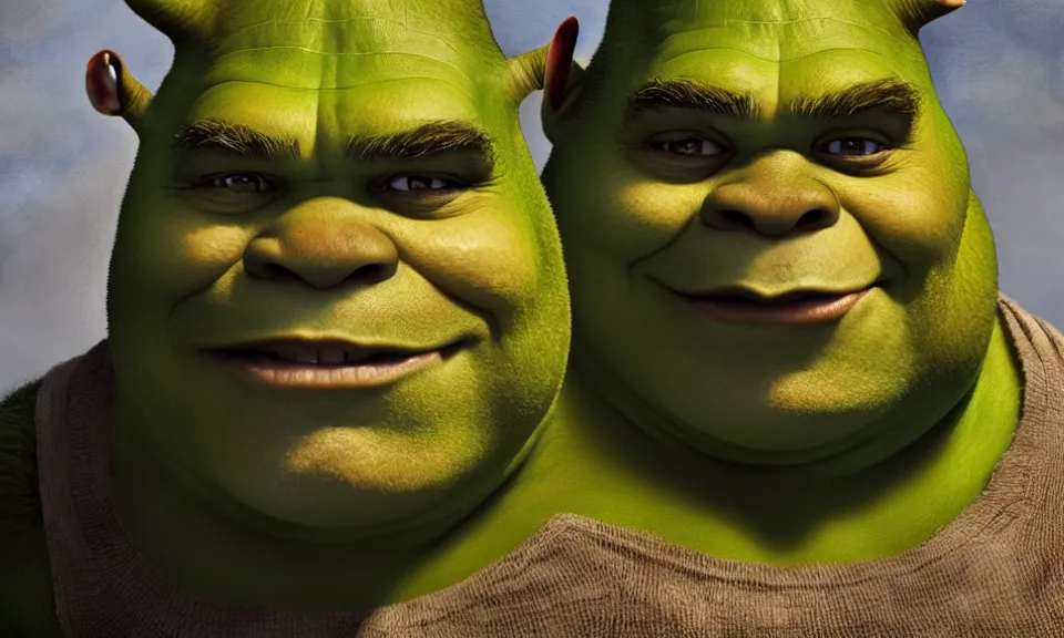 Prompt: a portrait of shrek by greg rutkowski, 4 k, trending on artstation, detailed, film still