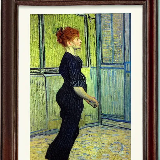 Image similar to A body art. A rip in spacetime. Did this device in her hand open a portal to another dimension or reality?! by Jules Bastien-Lepage, by Vincent Van Gogh curvaceous