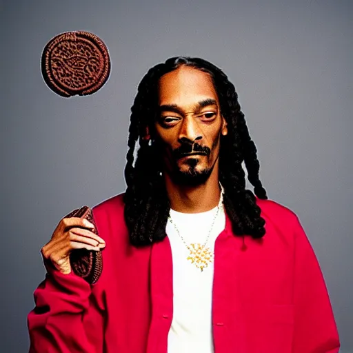 Prompt: Snoop Dogg holding an Oreo Cookie for a 1990s sitcom tv show, Studio Photograph, portrait, C 12.0