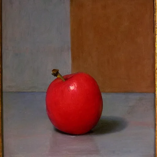 Image similar to an oil painting of apple by cy twombly and pipilotti rist