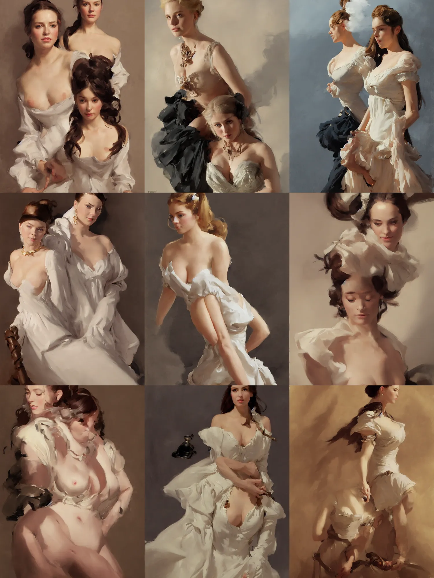 Image similar to portrait of a beautiful finnish norwegian swedish scandinavian attractive glamour model wearing 1 7 th century french off - the - shoulder neckline bodice with low neckline, jodhpurs greg manchess painting by sargent and leyendecker, studio ghibli fantasy medium shot asymmetrical intricate elegant matte painting illustration hearthstone, by greg rutkowski by greg tocchini by james gilleard