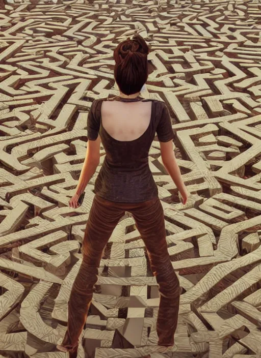 Image similar to : women with covered maze pattern skin hyperbolic background dalle2 3d render unity unrealengine octane