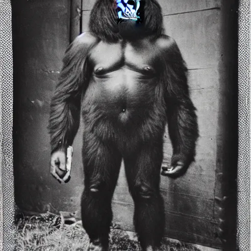 Prompt: a Gorilla soldier, ww2, war photo, film grain.