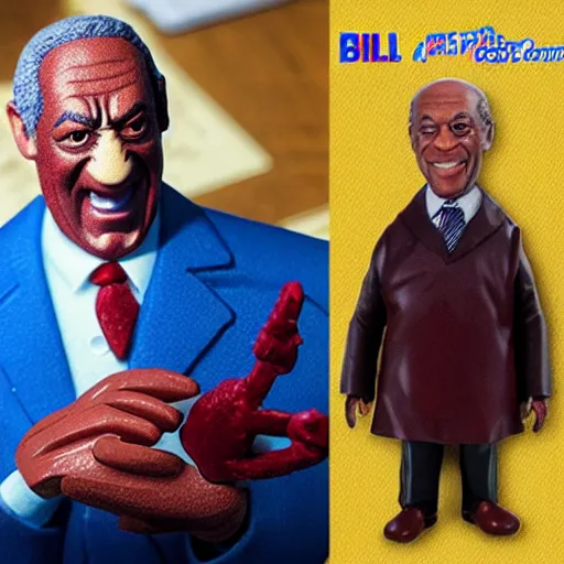 Prompt: action figure of bill cosby, product image, full body shot, plastic toy,