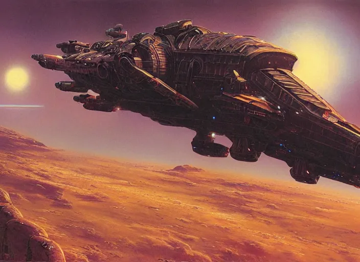 Prompt: matte painting, peter elson, chris foss