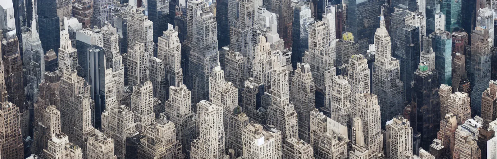 Prompt: two new, evil skyscrapers arrive in Manhattan, chasing the other skyscrapers uptown aerial photo hq