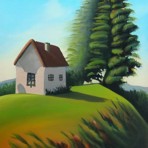 Prompt: painting of an old cottage