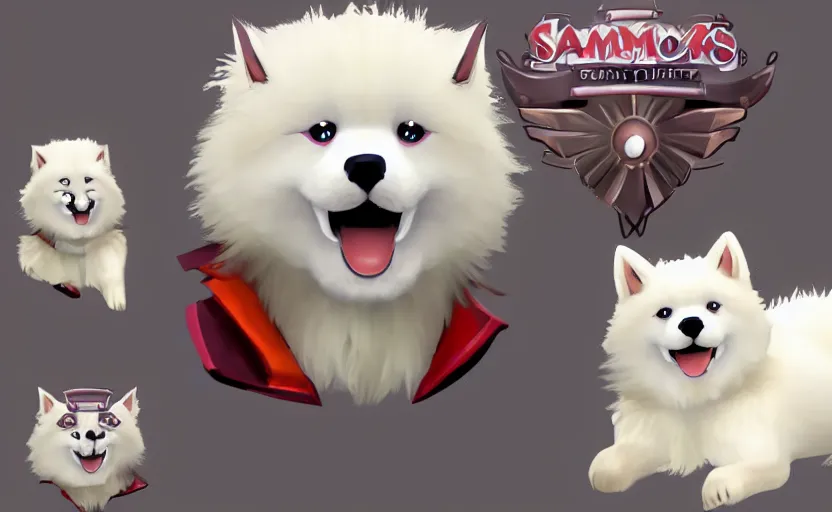 Image similar to a video game mascot based on a samoyed