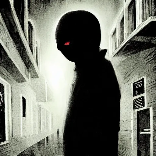 Prompt: michael meyers in a dark alley, artstation hall of fame gallery, editors choice, #1 digital painting of all time, most beautiful image ever created, emotionally evocative, greatest art ever made, lifetime achievement magnum opus masterpiece, the most amazing breathtaking image with the deepest message ever painted, a thing of beauty beyond imagination or words