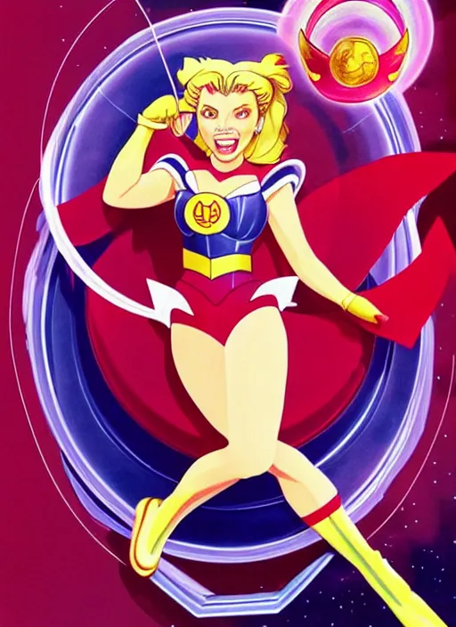 Prompt: perfectly centred realistic picture of scarlett johansson as a sailor moon, calls on the phone at futuristic office, highly detailed, 8 0 - s style poster, sharp focus, illustration, art by jonathan yeo,