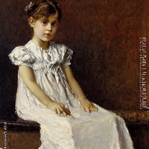 Prompt: victorian girl in nightgown, painting by alfred stevens