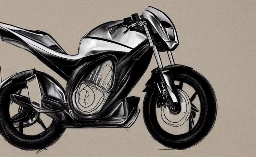 Prompt: 1 9 9 0 s yamaha sport motorcycle concept, sketch, art,