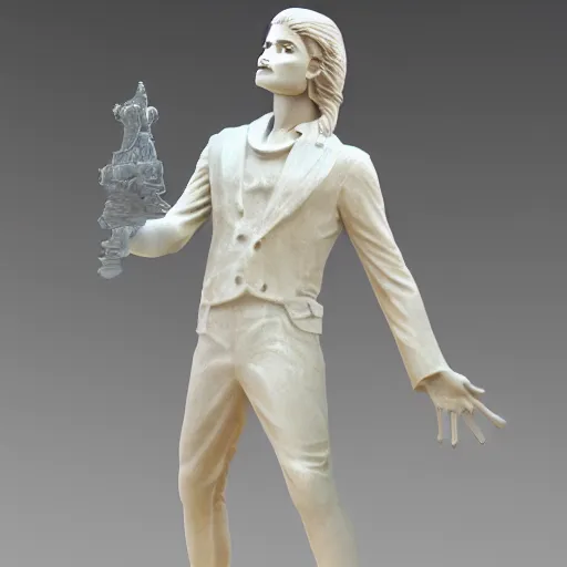 Prompt: marble statue of michael jackson, 8 k, museum, fancy