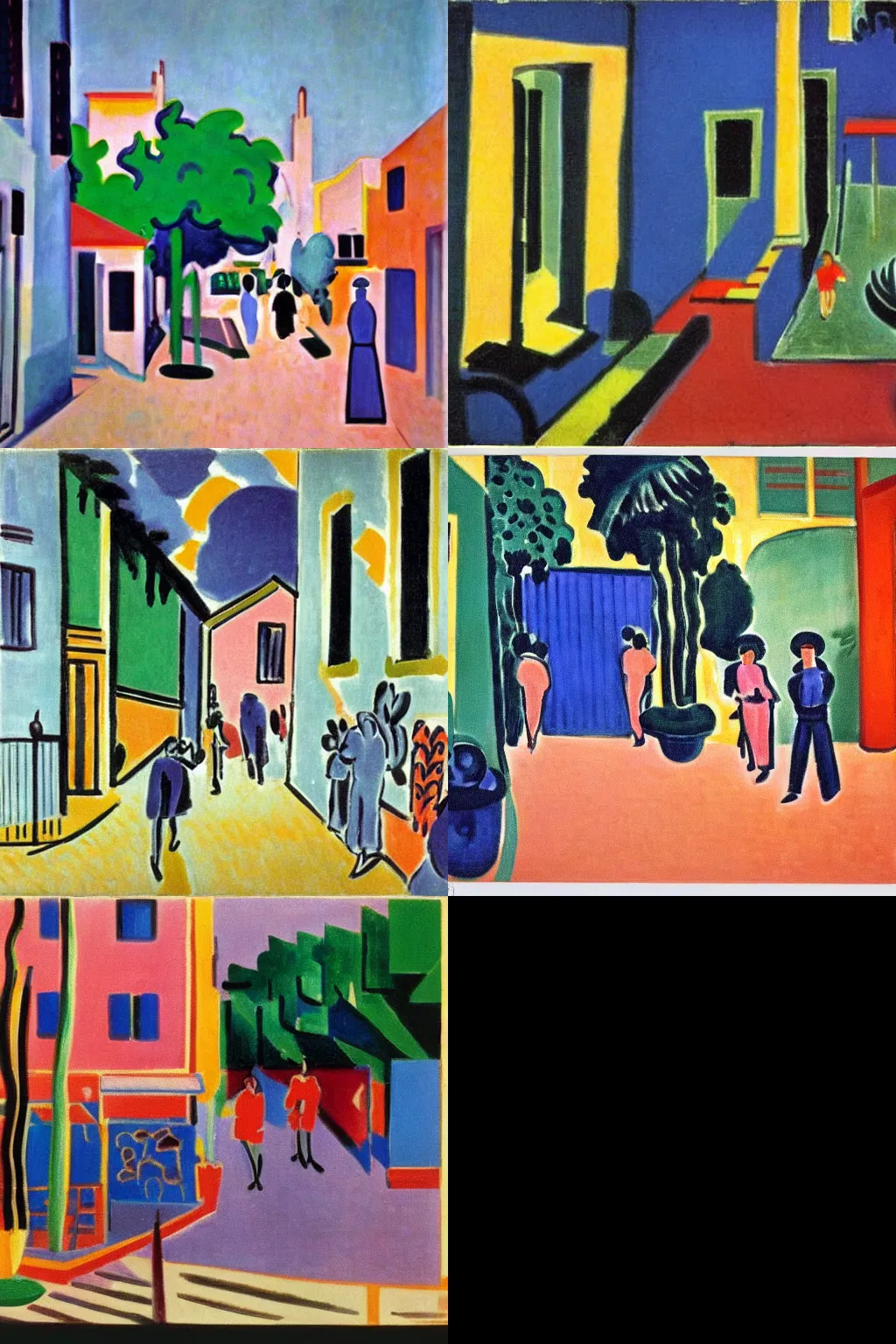 Prompt: A synthwave street scene painted by Henri Matisse