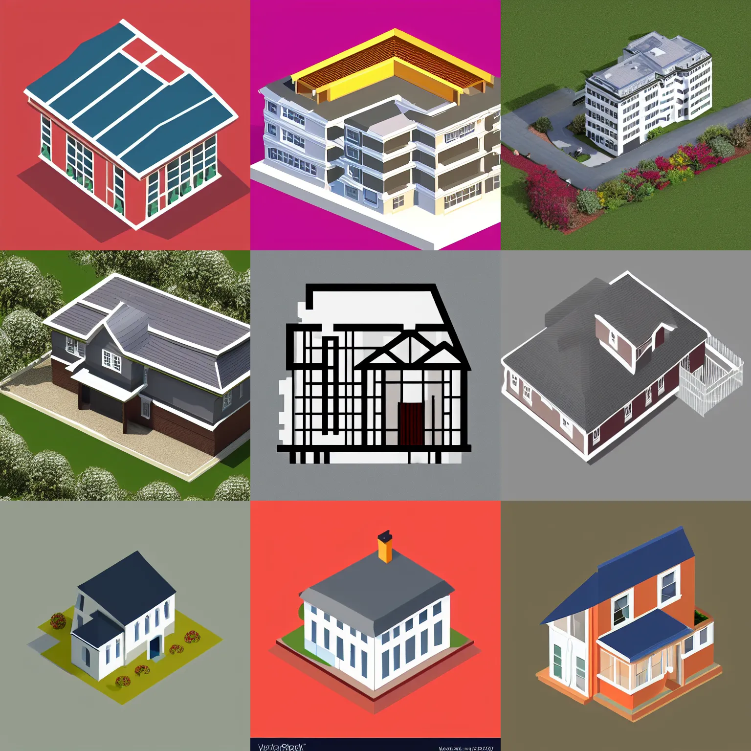 Prompt: webdesign icon for mansard roof house, isometric