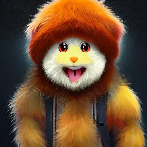 Image similar to suprised anime Portrait of Youppi the Chinese Mascot as a very happy and cute pokemon, highly detailed anime, high evolution, 1993, legendary, smooth, sharp focus, dynamic lighting, intricate, trending on ArtStation, shiny Youppi as suprised pikachu, illustration pokemon, art by WLOP