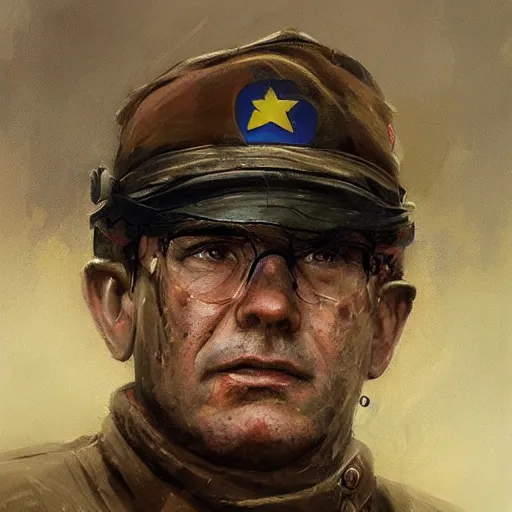 Prompt: portrait of a spanish communist jose diaz ramos, colourised, face portrait, epic, tragic, military art, fantasy, dieselpunk, hd shot, digital portrait, beautiful, artstation, comic style, by artgerm, guy denning, jakub rozalski, magali villeneuve and charlie bowater