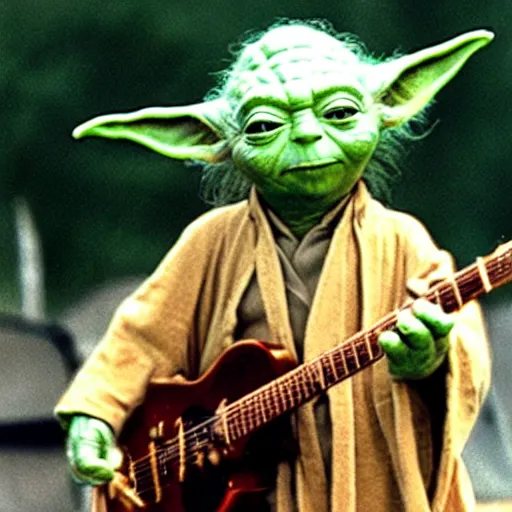 Image similar to yoda performing at woodstock