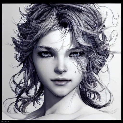 Image similar to the face of an absurdly beautiful, graceful, elegant, sophisticated mature woman of blueberries, an ultrafine hyperdetailed illustration by kim jung gi, irakli nadar, intricate linework, bright colors, octopath traveler, final fantasy, unreal engine 5 highly rendered, global illumination, radiant light, detailed and intricate environment