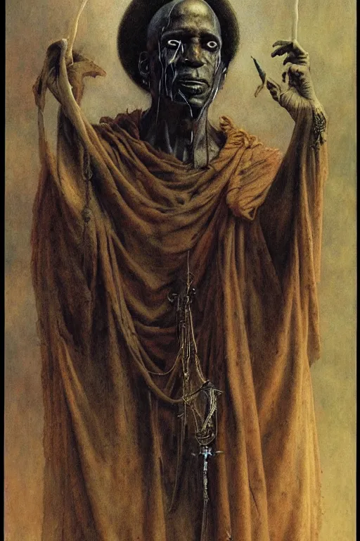 Image similar to a portrait of papa legba by wayne barlowe, gustav moreau, goward,  Gaston Bussiere and roberto ferri, santiago caruso, and austin osman spare, ((((occult art))))