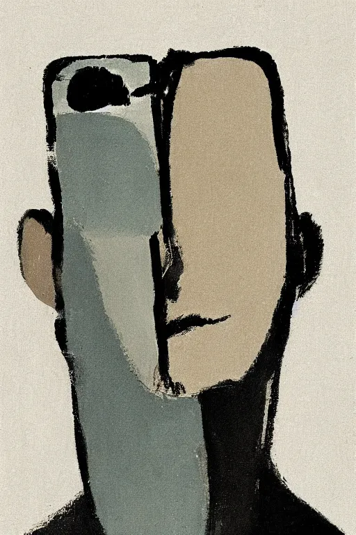 Image similar to man looking into a mirror, 1960’s minimalist advertising illustration, painterly, expressive brush strokes