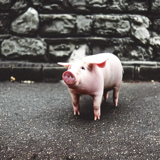 Prompt: Pig in a tuxedo, photo, 35 mm