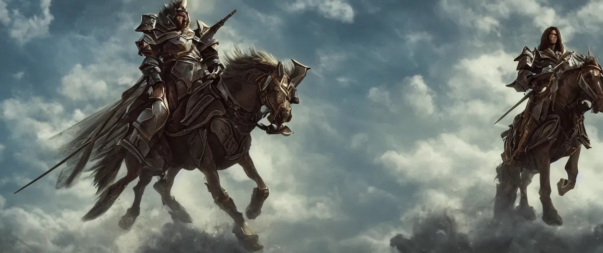 Prompt: a holy paladin lord riding ontop a insect lord dramatic lighting cinematic establishing shot extremely high detail foto realistic cinematic lighting post processed