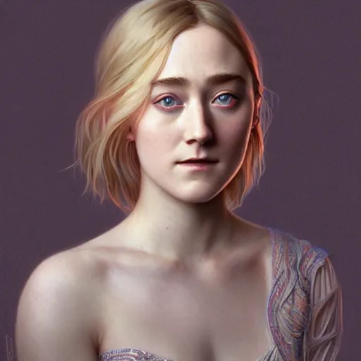 Prompt: beautiful natural Saoirse Ronan, intricate, elegant, highly detailed, digital painting, artstation, concept art, smooth, sharp focus, illustration, art by artgerm and greg rutkowski and alphonse mucha and loish and WLOP