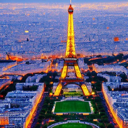 Image similar to Eiffel Tower at dawn, drone photo