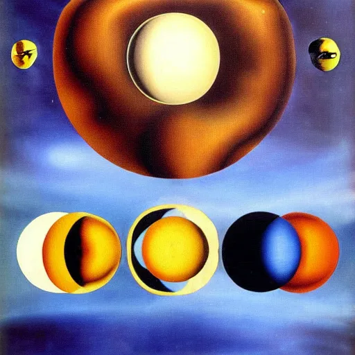 Image similar to clock shaped planets, salvador dali