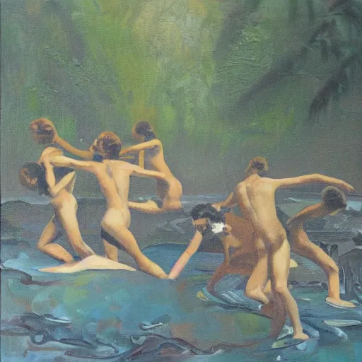 Image similar to The last day in paradise, oil on canvas, 1973