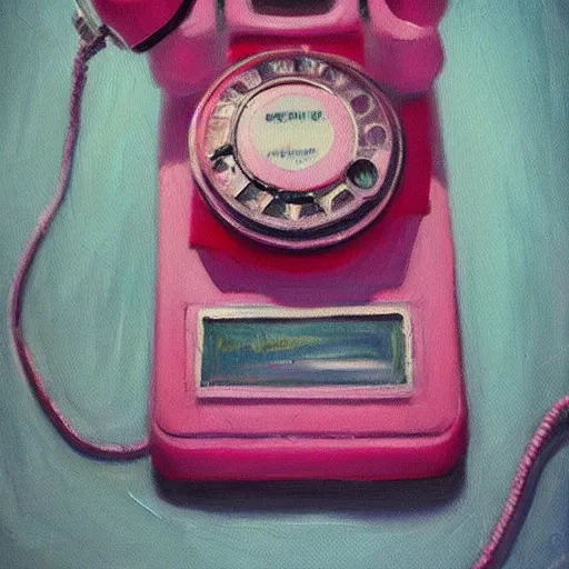 Image similar to chill pink old phone aesthetic, oil painting, pale colors, high detail, 8 k, wide angle, trending on artstation,