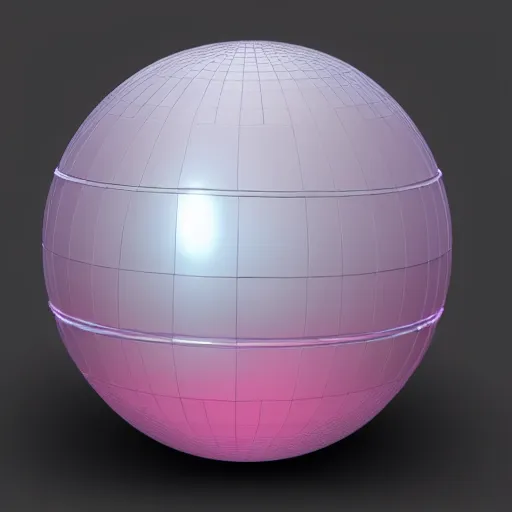 Prompt: 3D render of a glossy sphere, pink rim light