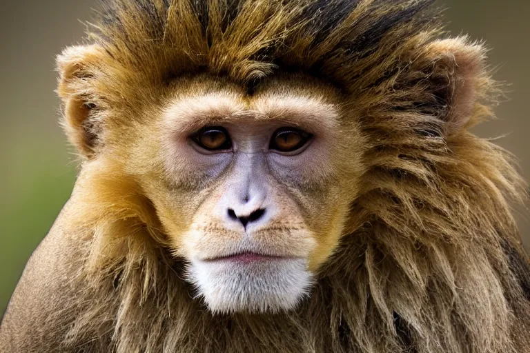 Image similar to a closeup shot of a lion monkey