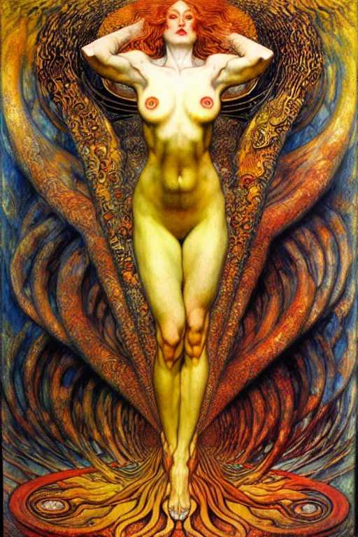 Image similar to Divine Chaos Engine by Karol Bak, Jean Delville, William Blake, Gustav Klimt, and Vincent Van Gogh, symbolist, visionary