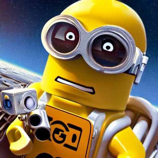 Prompt: lego minion astronaut in the spaceship by goro fujita and greg rutkowski, realism, sharp details, cinematic, highly detailed, digital, 3 d, yellow colors