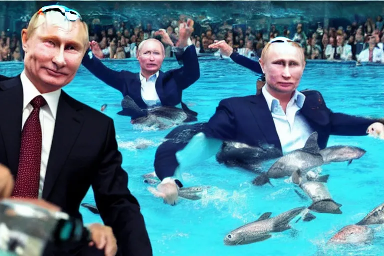 Prompt: Putin and aquatic disco, hyper realistic photo, highly detailed