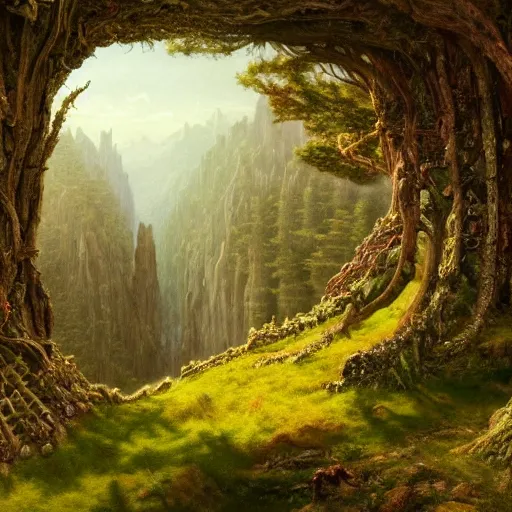 Prompt: a beautiful and highly detailed oil painting of an elven temple in the mountains, detailed trees and grass, forgotten valley, swirling mist, intricate details, epic scale, insanely complex, 8 k, sharp focus, hyper realism, fantasy landscape, psychedelic, by albert bierstadt and caspar friedrich,