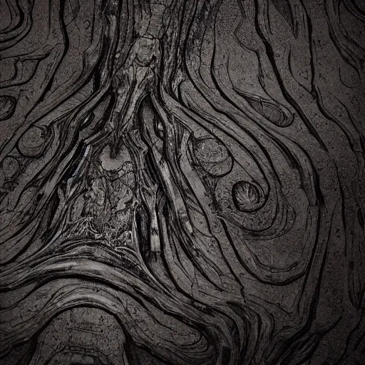 Prompt: 2 d, ancient ornate eldritch dark wood texture with silver veins, detailed texture, uvw, artstation