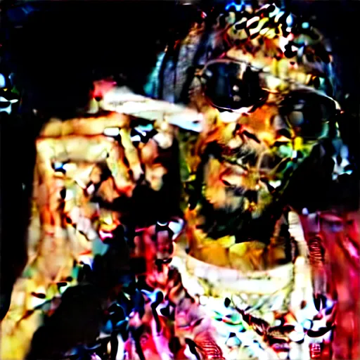 Image similar to Snoop Dog with big eyes eye color red , smiling and holding a joint in his hand