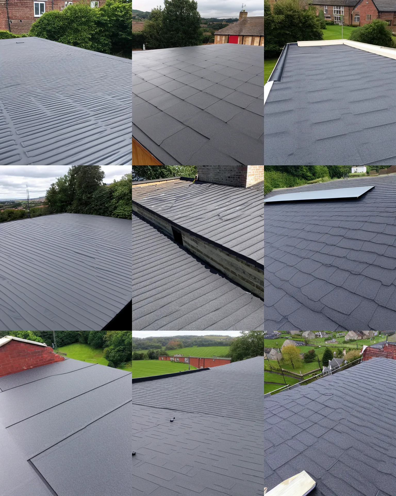 Prompt: rubber flat roofing installation services on garage roof halifax, west yorkshire