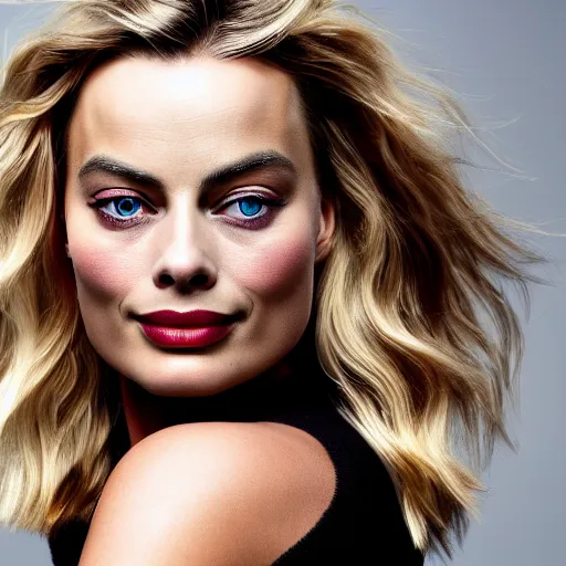 Image similar to margot robbie portrait, 8k resolution, hyper-detailed, beautiful eyes