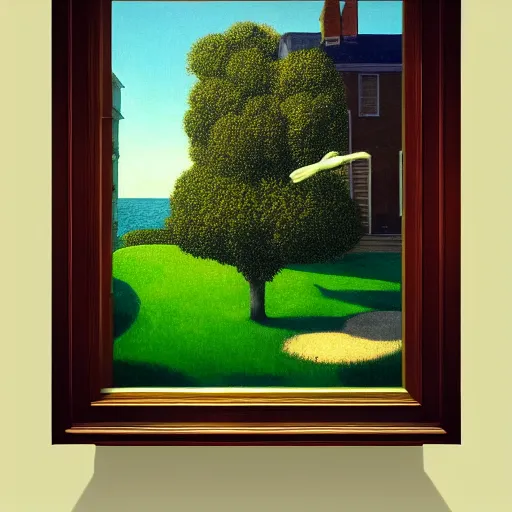 Prompt: a sight for sore eyes by Raphael, Hopper, and Rene Magritte. detailed, romantic, enchanting, trending on artstation.