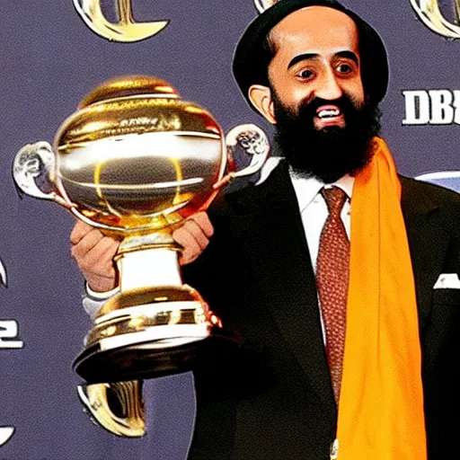 Image similar to photo of osama bin laden lifting larry o'brien trophy