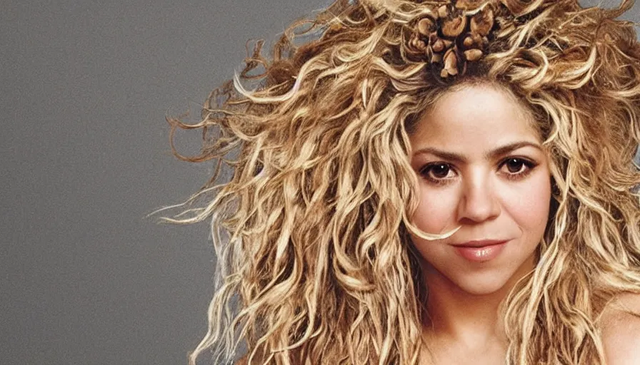 Prompt: the singer shakira as god creating a man