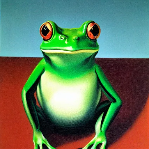 Image similar to cute frog by René Magritte, detailed, 4k