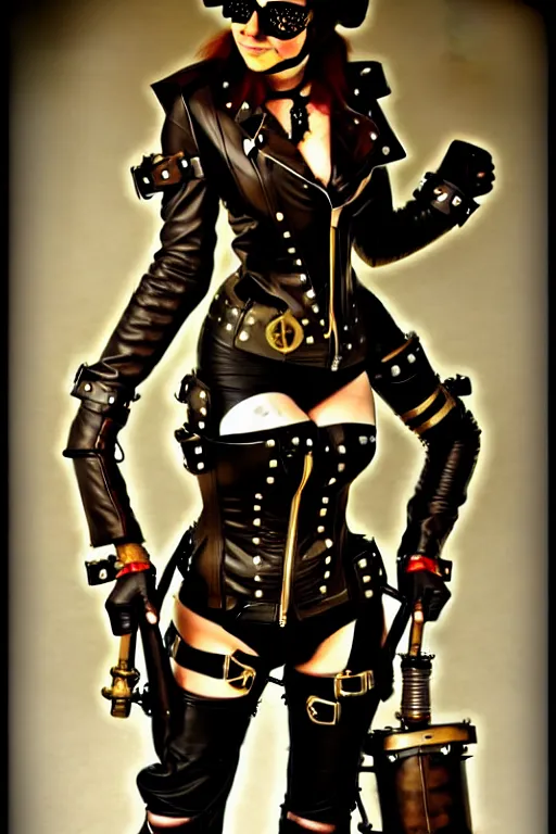 Image similar to steampunk biker girl by karl kopinski