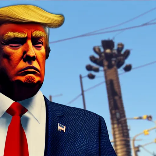 Image similar to Donald Trump as a gangster in GTA 5 4k ultra high quality