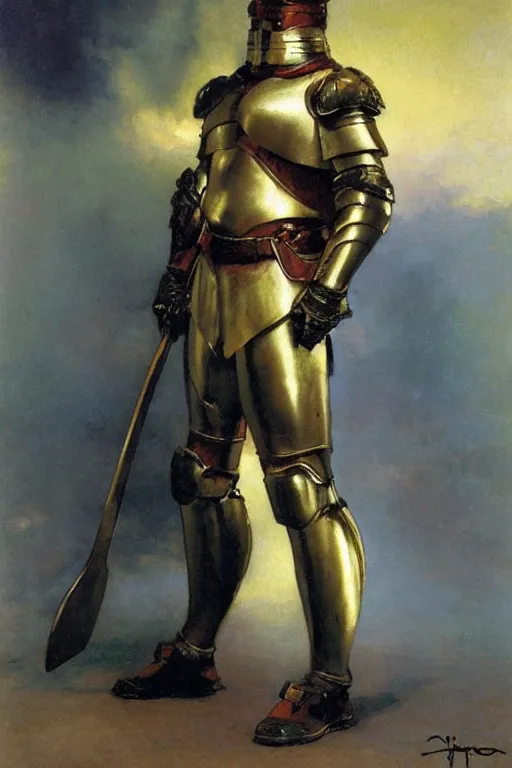 Prompt: male warrior with armor, painting by delphin enjolras, j. c. leyendecker, yoji shinkawa