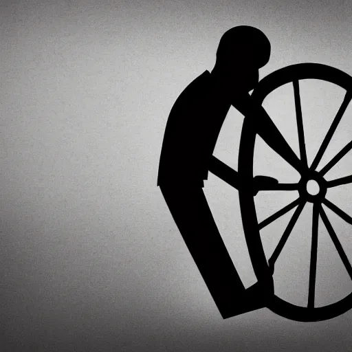 Image similar to man with wheel as head